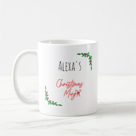 Personalized Holly Berry Candy Cane Name Christmas Koffiemok