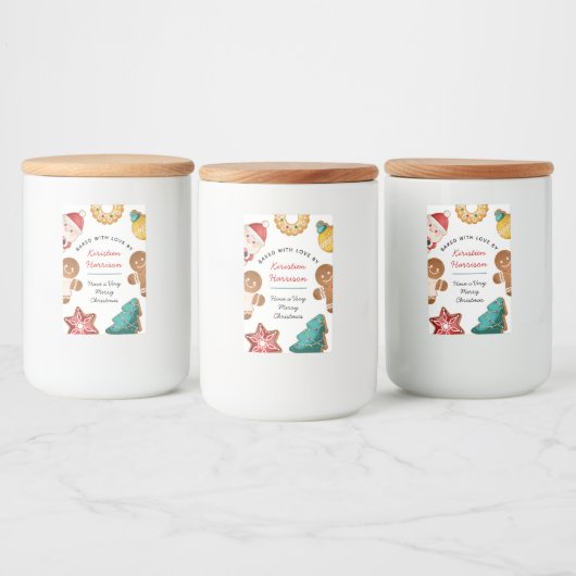 Personalized Homemade Gingerbread Cookie Theme Voedselcontainer Etiket (Flessen)