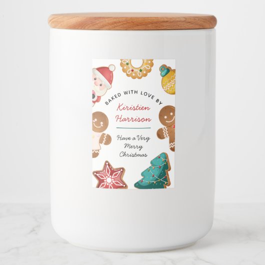 Personalized Homemade Gingerbread Cookie Theme Voedselcontainer Etiket (Voorkant)