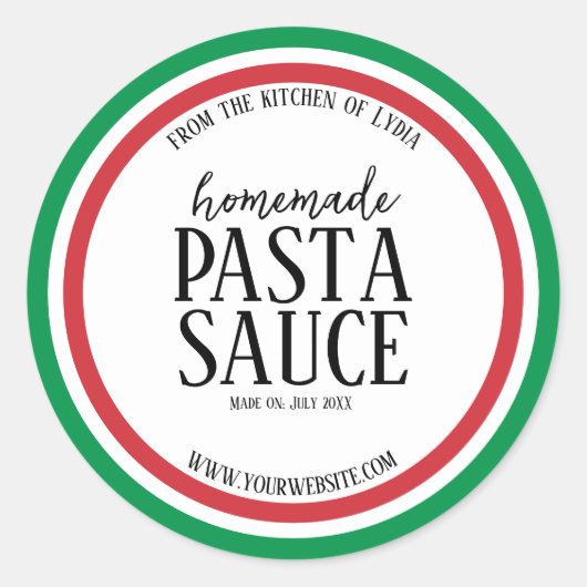 Personalized Homemade Pasta Sauce Label Sticker (Voorkant)