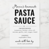 Personalized Homemade Pasta Sauce Label Wijn Etiket (Enkel label)
