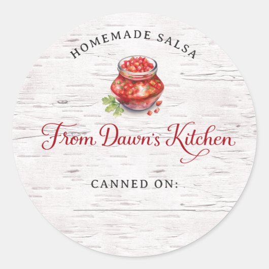 Personalized Homemade Salsa Canning Stickers (Voorkant)