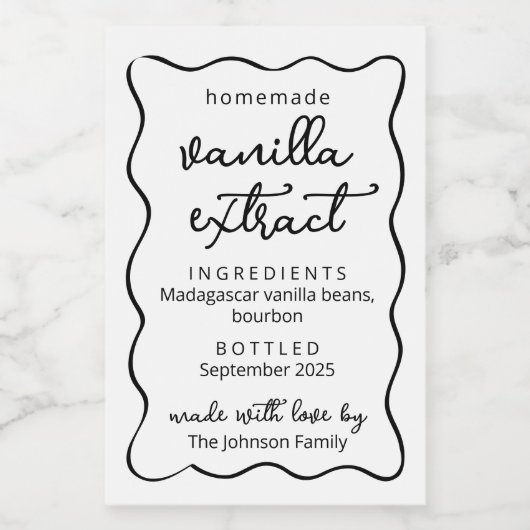 Personalized Homemade Vanilla Extract Doodle Label Wijn Etiket (Enkel label)