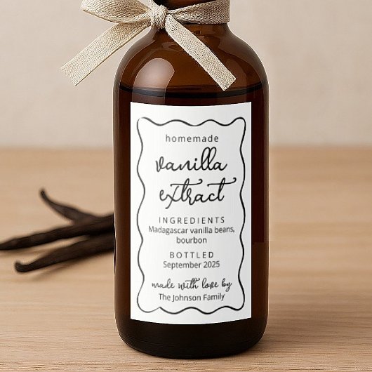 Personalized Homemade Vanilla Extract Doodle Label Wijn Etiket