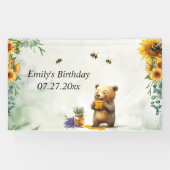 Personalized Honey Bear Birthday  Spandoek (Horizontaal)