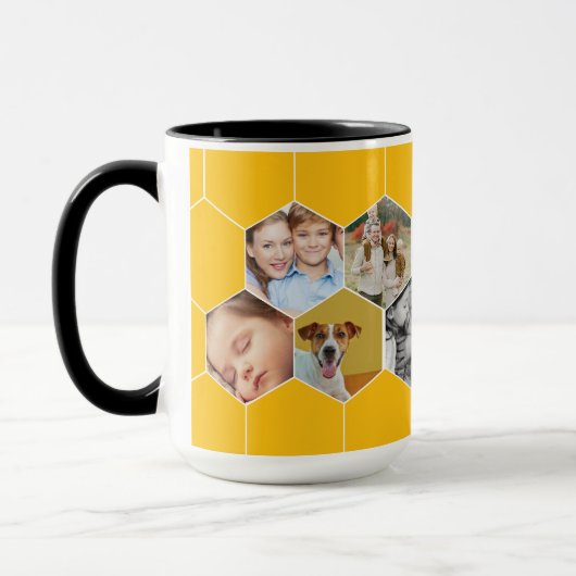 Personalized Honeycomb Family & Pet Photo Mug Mok (Links)