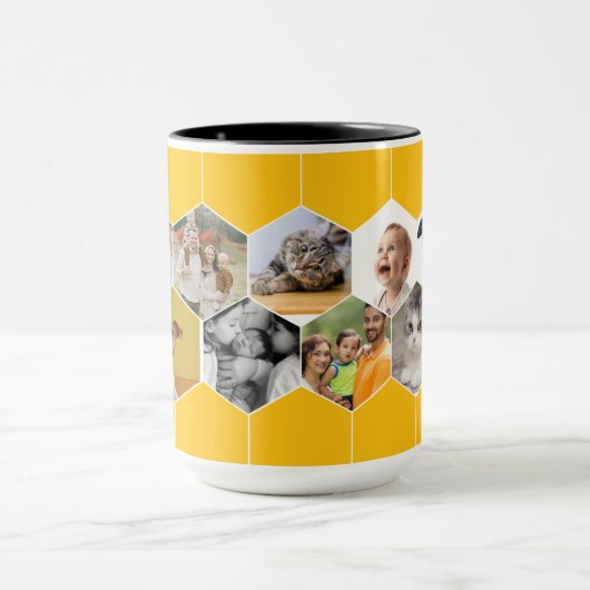 Personalized Honeycomb Family & Pet Photo Mug Mok (Midden)