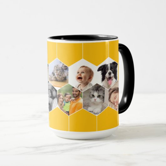 Personalized Honeycomb Family & Pet Photo Mug Mok (Voorkant rechts)