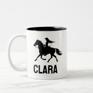 personalized horse girl mug custom name equestrian tweekleurige koffiemok
