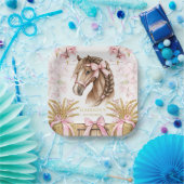 Personalized Horse Paper Plate – Blush Pink Papieren Bordje (Feest)