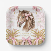 Personalized Horse Paper Plate – Blush Pink Papieren Bordje (Voorkant)