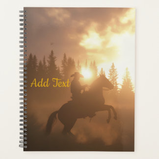 Personalized Horse Photo Equine Sunset Cowboy Planner
