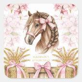 Personalized Horse Sticker – Blush Pink (Voorkant)