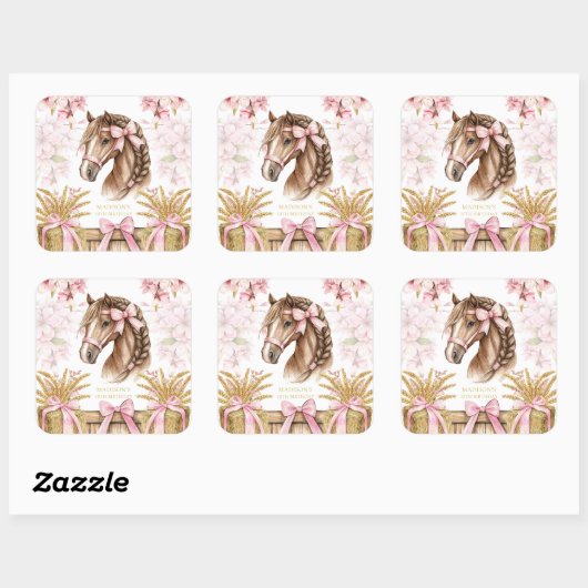 Personalized Horse Sticker – Blush Pink (Vel)