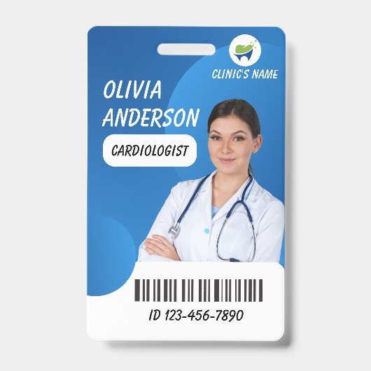 Personalized Hospital Employee Logo & Photo ID Badge (Voorzijde)