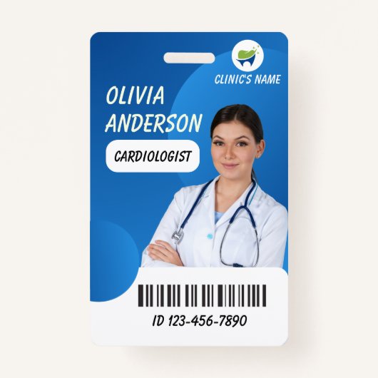 Personalized Hospital Employee Logo & Photo ID Badge (Voorkant)