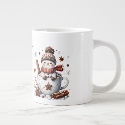 Personalized Hot Cocoa Snowman Custom Name Mug Grote Koffiekop (Rechts)