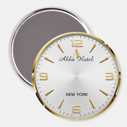 Personalized Hotel Name Luxury Gold Silver  Magneet (Voorkant / Achterkant)
