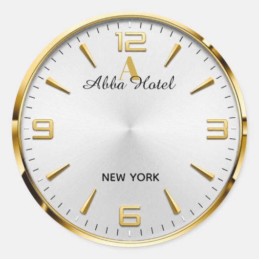 Personalized Hotel Name Luxury Gold Silver Ronde Sticker (Voorkant)