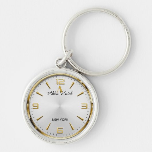 Personalized Hotel Name Luxury Gold Silver Sleutelhanger (Voorkant)