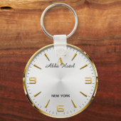 Personalized Hotel Name Luxury Gold Silver Sleutelhanger (Achterkant)