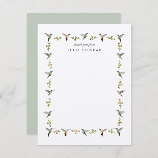Personalized Hummingbird Bedankkaart (Voorkant / Achterkant)
