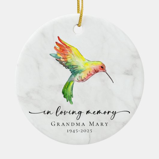 Personalized Hummingbird In Loving Memory Keepsake Keramisch Ornament (Voorkant)