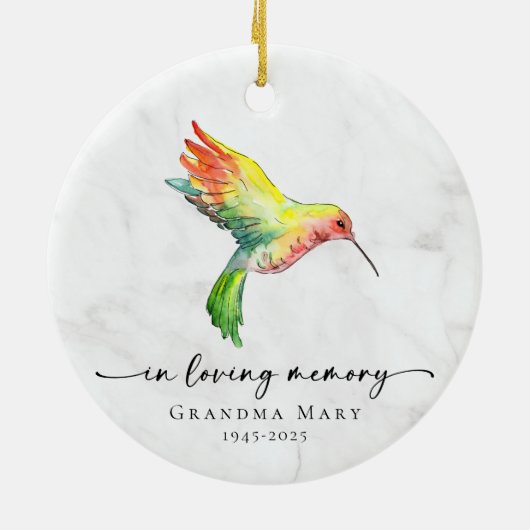 Personalized Hummingbird In Loving Memory Keepsake Keramisch Ornament (Achterkant)