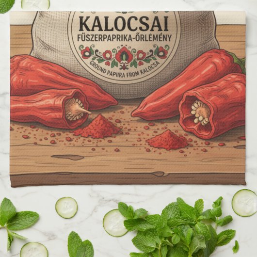 Personalized Hungarian Kalocsai Paprika Apron Theedoek (Gevouwen)