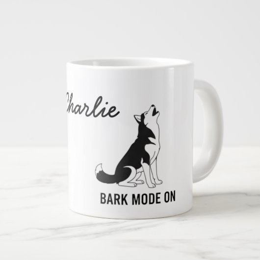 Personalized Husky Bark Mode Mug Wrap – Funny Dog  Grote Koffiekop (Voorkant rechts)