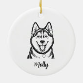 Personalized Husky Dog Christmas Keramisch Ornament (Achterkant)