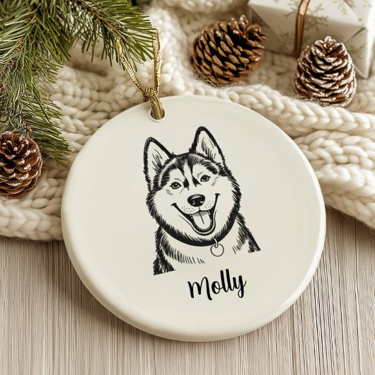 Personalized Husky Dog Christmas Keramisch Ornament