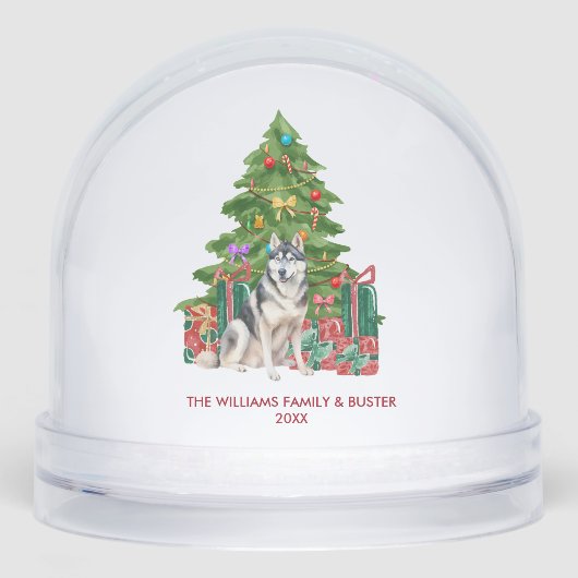 Personalized Husky Dog Christmas Sneeuwbol (Voorkant)