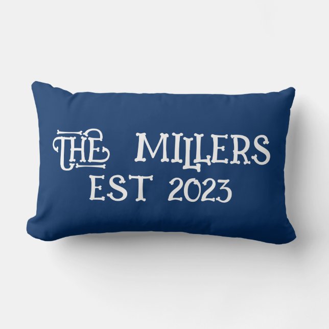 PERSONALIZED HUWELIJK NAVY BLauw Kussen (Voorkant)