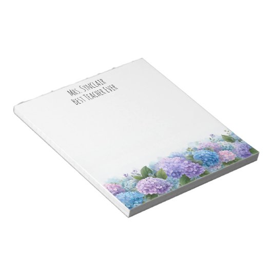 Personalized Hydrangea Flower Teacher Appreciation Notitieblok (Schuin)