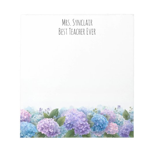 Personalized Hydrangea Flower Teacher Appreciation Notitieblok (Voorkant)