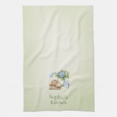 Personalized Hydrangea Kitchen Towel, Custom Name Theedoek (Verticaal)
