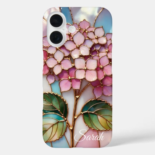 Personalized Hydrangea Phone Case Pink Floral (Achterkant)