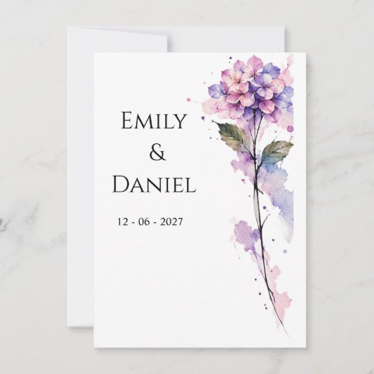 Personalized Hydrangea Save the Date Card (Voorkant)
