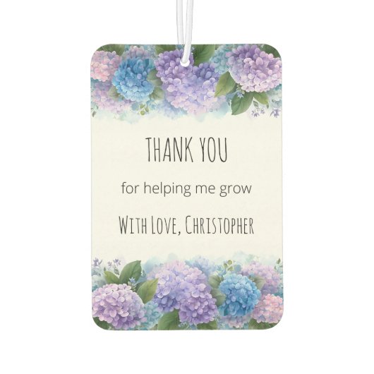 Personalized Hydrangea Teacher Thank You Luchtverfrisser (Achterkant)