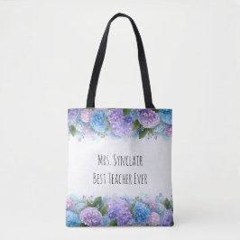 Personalized Hydrangea Teacher Thank You Tote Bag