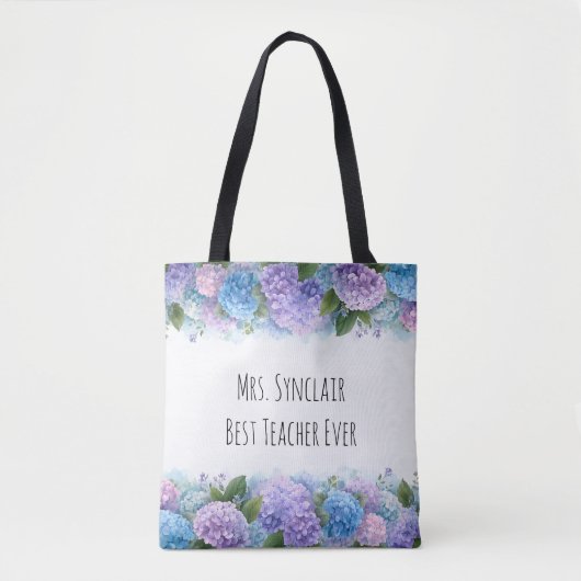 Personalized Hydrangea Teacher Thank You Tote Bag (Voorkant)