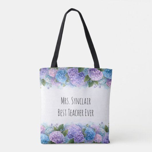 Personalized Hydrangea Teacher Thank You Tote Bag (Achterkant)