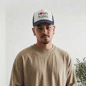 Personalized I Heart Hat, Custom Text Baseball Cap Trucker Pet