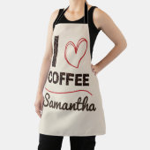 Personalized I Love Coffee Bean Barista Apron Gift Schort (Insitu)