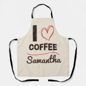 Personalized I Love Coffee Bean Barista Apron Gift Schort (Voorkant)