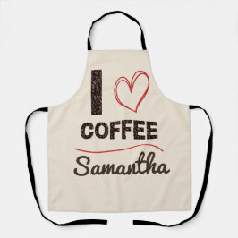 Personalized I Love Coffee Bean Barista Apron Gift Schort