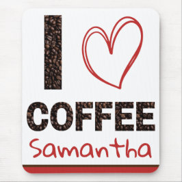 Personalized I Love Coffee Custom Name Muismat