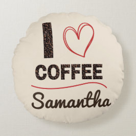 Personalized I Love Coffee Rond Kussen