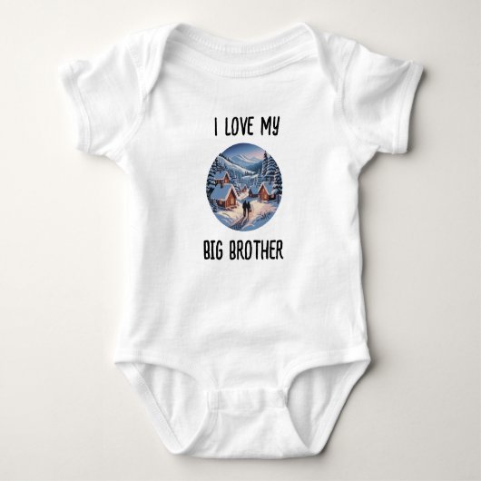 Personalized I Love My Big Brother Dog Photo Baby  Romper (Voorkant)